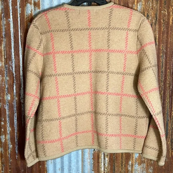 100% Wool Zip Up Plaid Jacket Petite Sophisticate Business Attire Scoop Neck - Picture 7 of 7